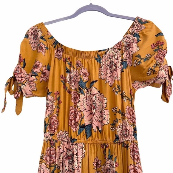 Band of Gypsies Marigold & Pink Floral Maxi Dress - Picture 3 of 5